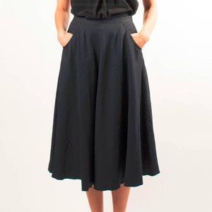 Forte Forte Navy Linen Midi Skirt